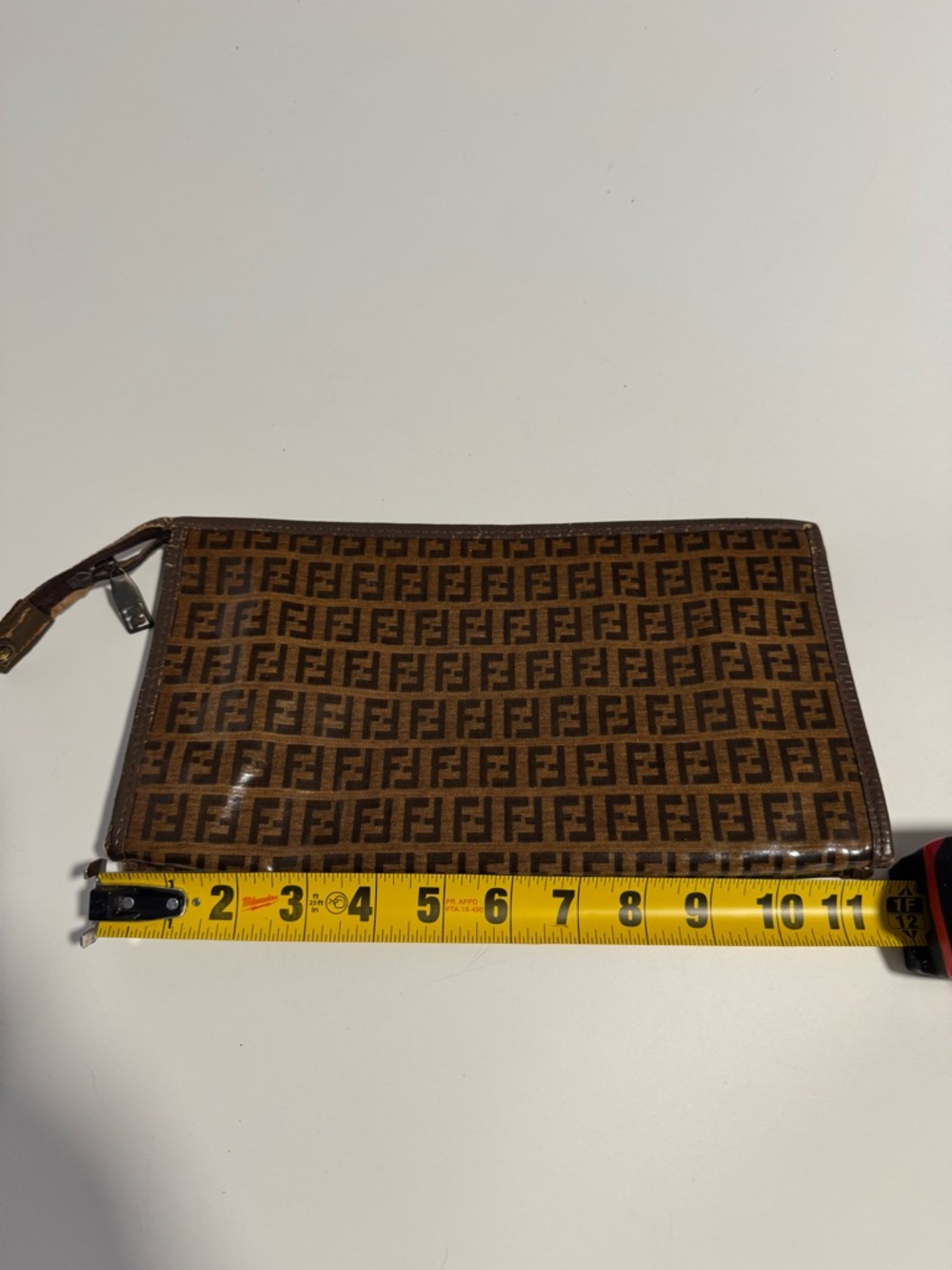 Fendi Brown Zucca Logo Zip Pouch - Picture 13 of 16